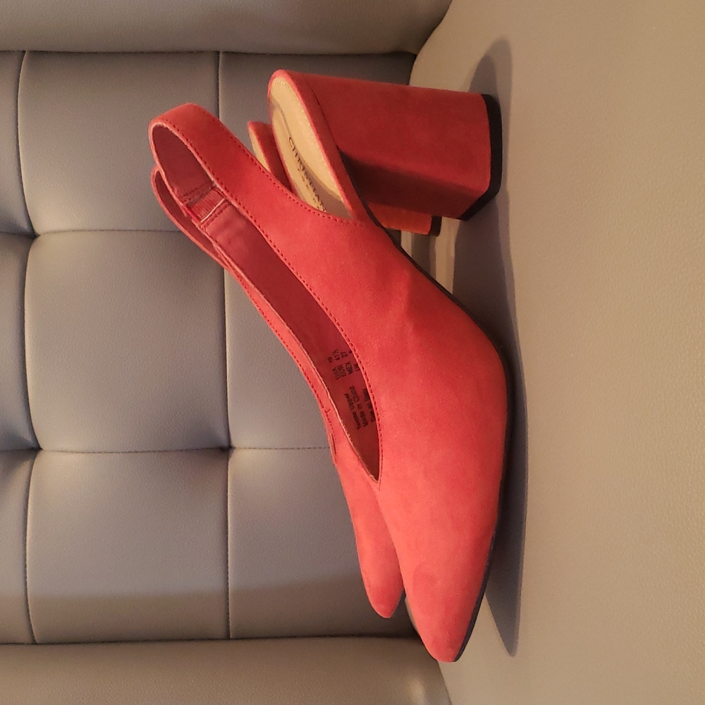 NWOT - Suede Slingback Shoes (red) - Picture 2 of 7